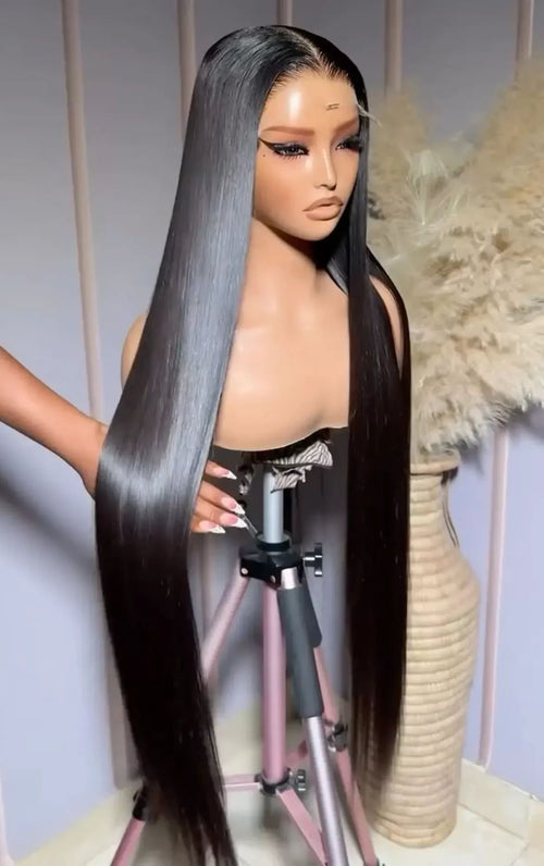Human Hair Blend Straight Wig