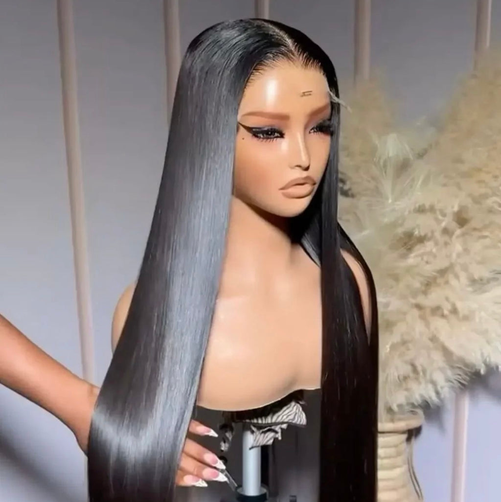 Human Hair Blend Straight Wig